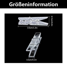 Pack of 100 Mini Clothes Pegs, Small Clothes Pegs, Small Clips for Hanging Photos, Transparent Clothes Pegs, Photo Clips, Mini Pegs Clips, for Photos Fairy Lights Hanging