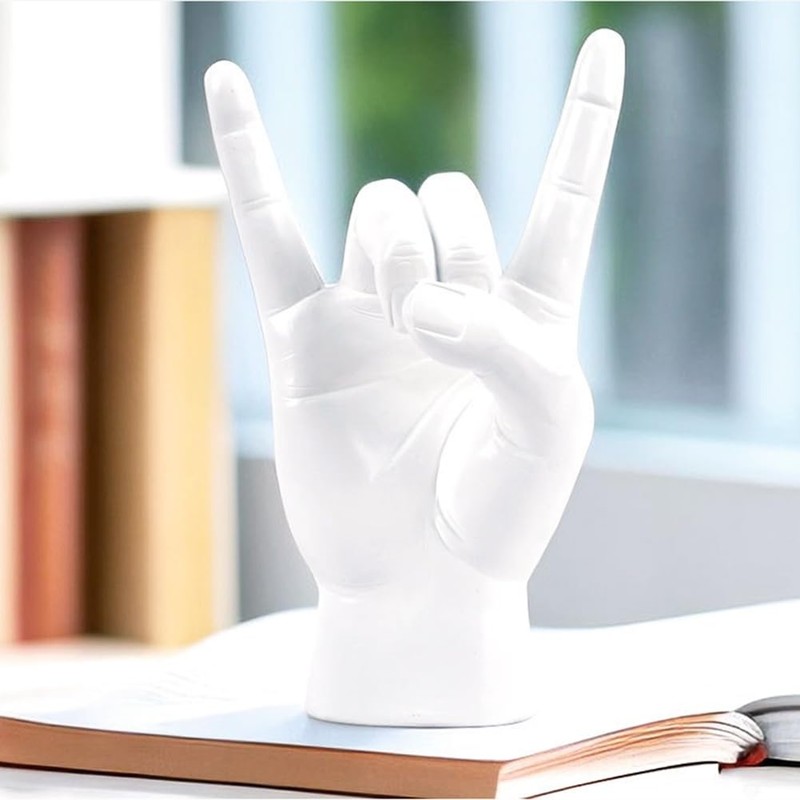 Elqater Rock Hand Gesture Statue Rock Music Art Craft Finger