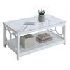 Convenience Concepts Omega Coffee Table with Shelf, White Faux Marble/White