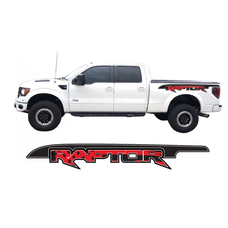 Avery Dennison 2-Ford Raptor SVT F150 Distressed Flag Bedside Vinyl