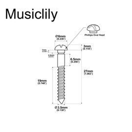 Musiclily Ultra 3.5x30mm Stainless Steel Tremolo Bridge Screws PRS Style Electric Guitar Screws, Gold(Set of 6)