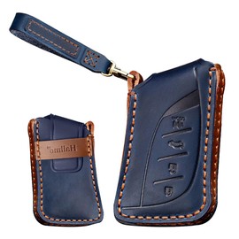TECART Leather Smart Car Key Case Cover Fits Lexus is ES GX NX RX LX LC LS RC UX US GS UX200 UX250h UX260 ES200 ES260 Protective Key Cover Accessories Key Case 4 Button Blue