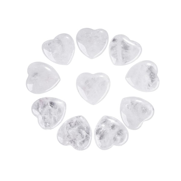 CrystalTears Heart Stone 10 Pieces Rock Crystal Heart Stones 20 mm Heart-Shaped Worry Stone Carved Heart Stone Thumb Stone Crystal Healing Stone Lucky Charm