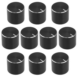 Create idea Pack of 10 13 mm x 15 mm Aluminium Potentiometer Knob, Rotary Knob, Volume Control, Suitable for 6 mm D Type Wave Potentiometer, Black