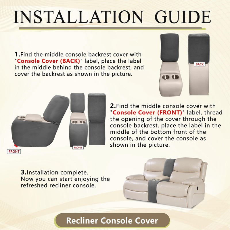 ROFASVCO 100% Waterproof Recliner Middle Console Cover Fleece Stretch Reclining