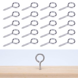 Muzata 20PCS Eye Screws 2 Inch Eye Hook Screw for Wood T316 Stainless Steel M4 Eyelet Hooks Self Tapping for Indoor Outdoor CN22