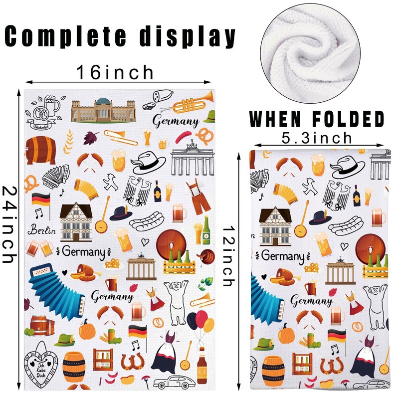 MYSOMY Germany Kitchen Towel, German Tea Towel, Germany Theme Gifts,