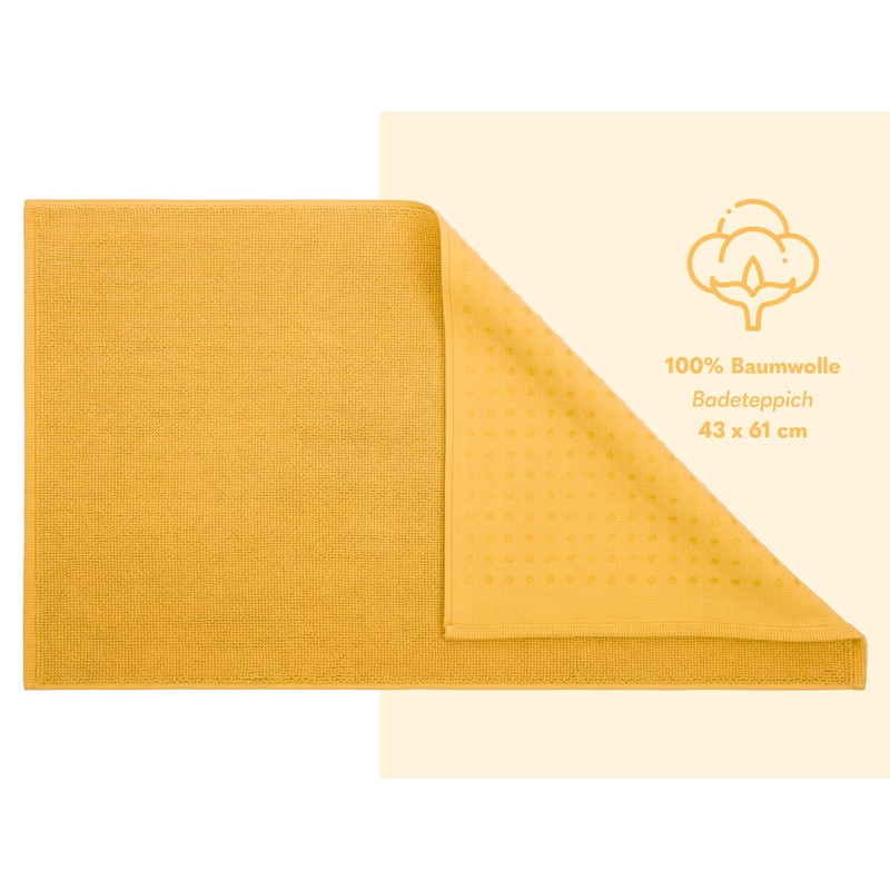 Hammetex 100% Cotton Non-Slip Bath Mat, 43 x 61 cm