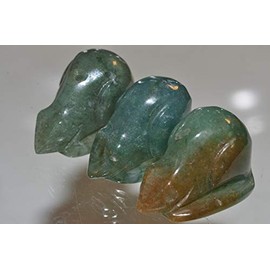 ✦ Bella-gems ✦Set of 3 Pieces 13x25x17mm"Chinese Zodiac/So Cute"~India Fancy Jasper Agate Hand-Carved Rats/Mouse Pendant - Lucky Charm - D1282