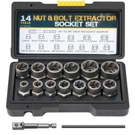 Adamyee 15-Piece Screw Extractor, Nut Remover Set, Screw Bolt Nut Remover, Socket Wrench Tool Set, Spiral Profile Socket Wrench Set, Remove Rusty Sockets and Screws