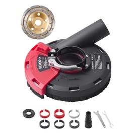 VEVOR Grinding Dust Shroud for Angle Grinder, Universal 4-5 in, Surface Grinder Dust Shroud with 6 Clamping Washers & 5 in Diamond Grinding Cup Wheel, Connect to Vacuum Cleaner, for Wood Concrete Wall