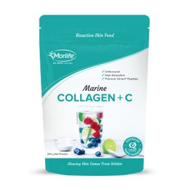 MORLIFE Marine Collagen Peptides Powder 200g Plus Vitamin C | Fish Collagen Protein Powder | Collagen Supplements for Women Men | Keto Paleo Friendly Multi Hydrolyzed Collagen Powder Anti Ageing