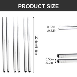 5 Pairs Metal Chopsticks 8.8 Inches Long, Reusable Square Stainless Steel Chopsticks Set, Non-slip Dishwasher Safe Chop Sticks, Ideal for Asian Dishes, Mirror-Polished
