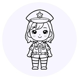 24 x 40mm Round 'Cute Police Constable' Stickers (SK00068459)