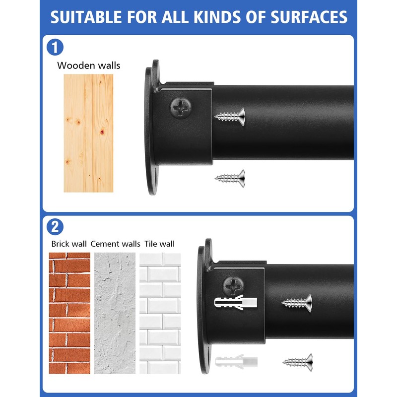 FIRJOY Closet Rods for Hanging Clothes - Heavy Duty, Length