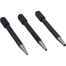 Glow Heavy Duty 3pc Centre Punch Set – Strong Heat Treated Hardened Carbon Steel Guide Marker with Square Striking Head - 3 Sizes 1/16" 3/32" 1/8" with Ribbed Non-Slip Grip for Precision and Accuracy