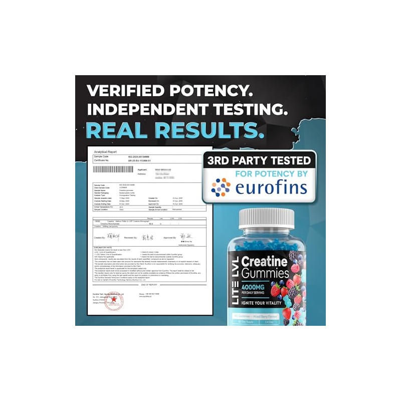 LITE LVL - 60 x Mixed Berry Flavoured Creatine Gummies