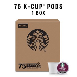 Starbucks Espresso Roast K-Cup Pods, Dark Roast, 100% Arabica, 75 Ct (1 Box)
