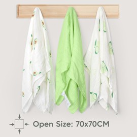 Maliton Pack of 6 Baby Muslin Nappies Burp Cloths 70 x 70 cm Baby Muslin Cloths Soft, Absorbent and Breathable Muslin Nappies for Cleaning, Wiping or Covering Newborns