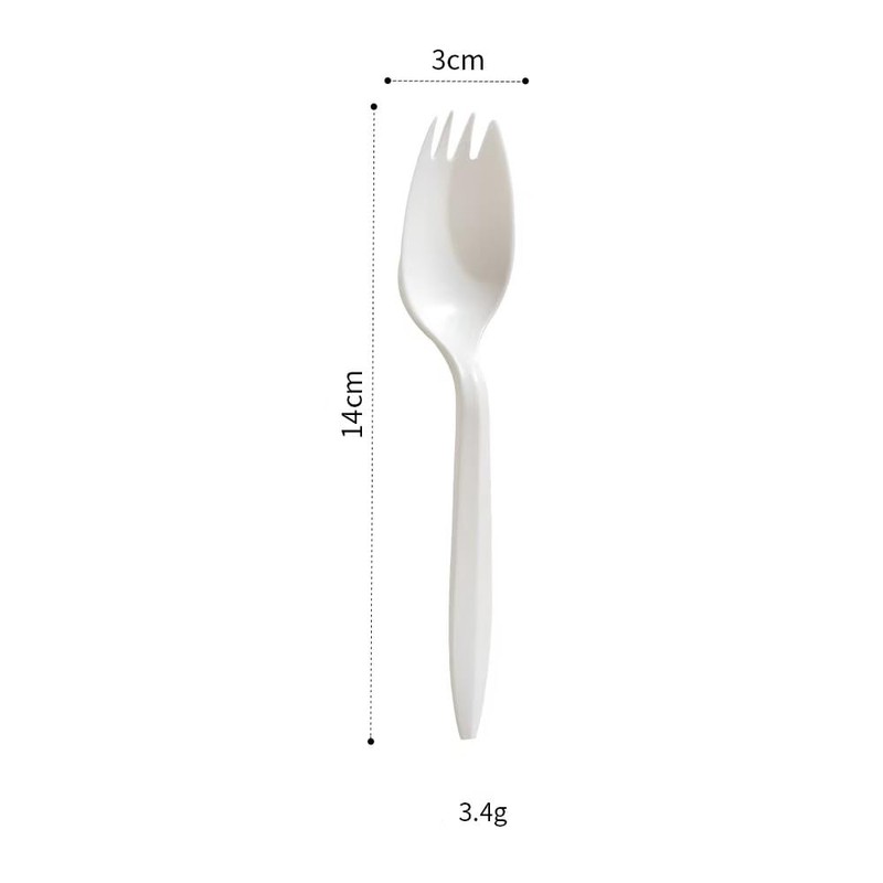 50 Count White Plastic Sporks, Thickened Disposable Sporks Bulk, Degradable