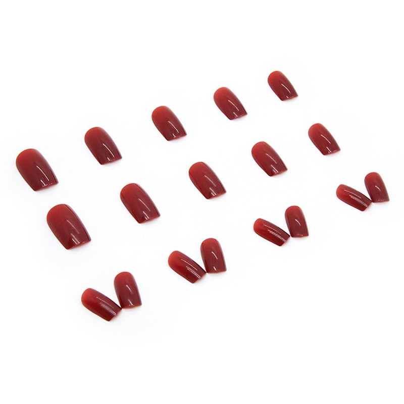 Red Press on Nails Medium,Nails Press on Solid Colour Square