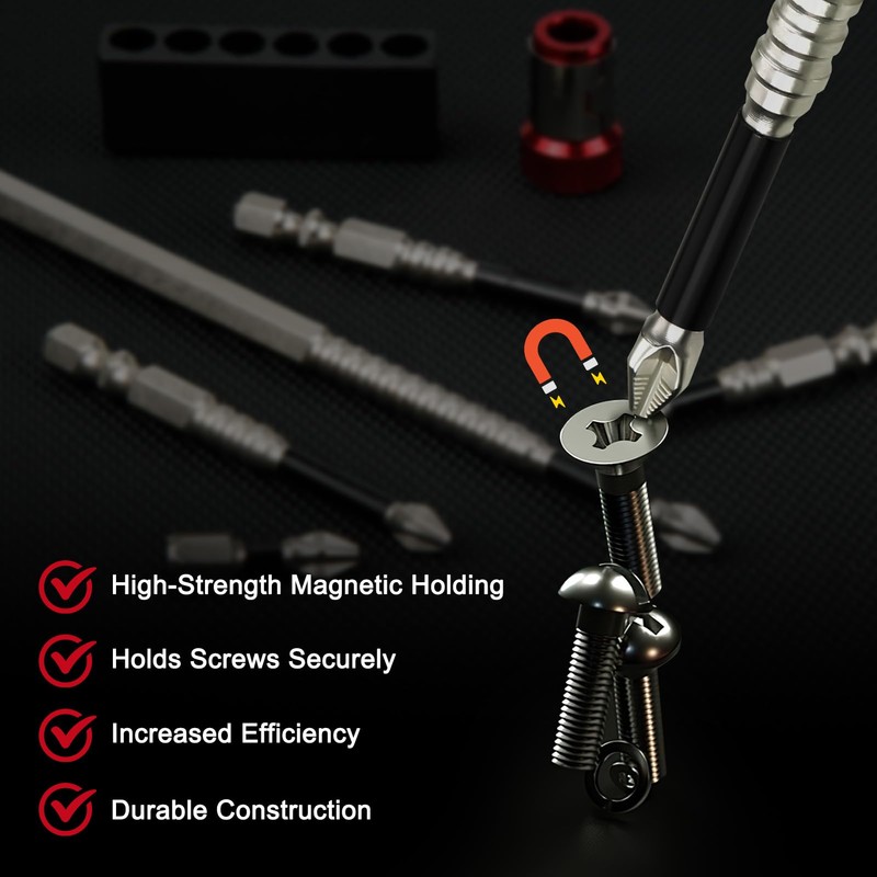 High Magnetic Screwdriver Drill Bit Set, 6pcs K5 Impact Resistant