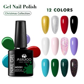 MSRUIOO Gel Nail Polish Set, Classic Colors Golden Green Gel Polish, Soak Off UV LED Lamp Gel Nail Polish Kit,Fashion Shimmer Nail Art Design Gifts for Women Manicure Salon