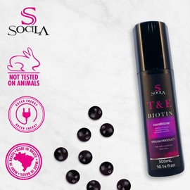 Socila T&K Professional Vegan Biotin Conditioner - Thickening & Moisture for Natural Hair, Zero Sulfates, Parabens, Dyes, Gluten-Free - 100% Vegan & Cruelty-Free (10.14 fl oz)
