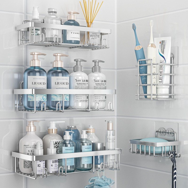 Liuoud 5 Pack Shower Caddy Organizer Rack Shelf for Inside
