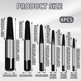 M3-M25 Professional Screw Extractor Set of 6 Screw Extractor Left Extractor Kit for Damaged Screws, Pipes, Screw Extractor Set