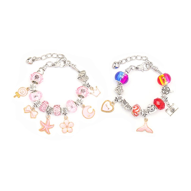 Charm Bracelet Making Kit Basic Bracelets Colored Beads Pendants Jewelry