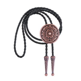 GelConnie Floral Bolo Tie for Men Womens Bolo Tie Necklace Native American Black Men's Bolo Ties Western Cowboy Bolero Ties, Large Copper, Adjustable