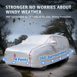 SUV Car Cover, 360° Underbody Wrap Design, All-Weather Waterproof Car Cover, Suitable for SUV, Vehicle Body Length 191 to 200 Inches