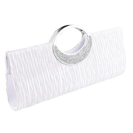 Fioeyr Womens Clutch Bag Tote Bag Ladies Crystal Diamante Clutch Purse Bridal Wedding Evening Party Handbag Black White Silver Wallet