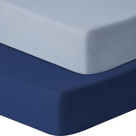 GUNTAIL - Sábanas para cuna de bebé para niños y niñas, paquete de 2 sábanas ajustadas para cuna estándar y colchón para niños pequeños, sábana de microfibra suave de 52 x 28 x 8 pulgadas (azul marino