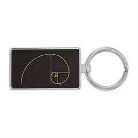 RDW Fibonacci Golden Spiral Premium Leatherette Keychain geometry sacred ratio nature art - Black/Gold