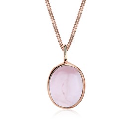 Elli Women's Necklace Solitaire Pendant Basic Elegant with Rose Quartz in 925 Sterling Silver, Facet cut, Quartz