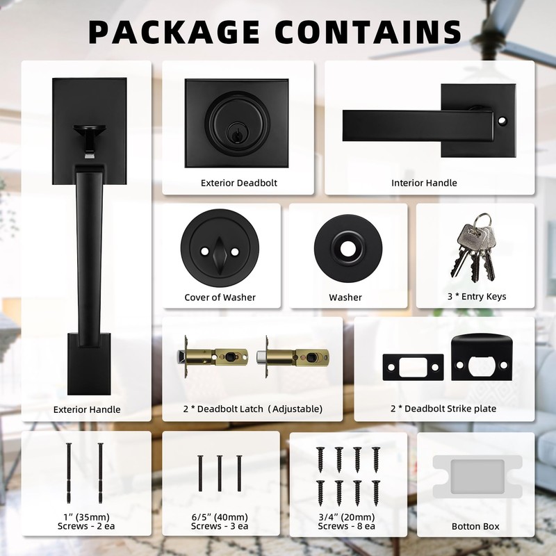 Azdele Front Door Handle and Deadbolt Set, Front Door Lock