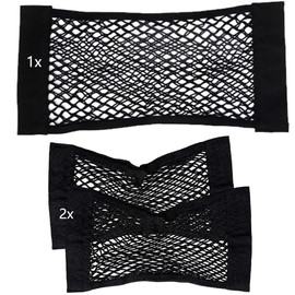 3 Stück Kofferraum Netztasche Auto Organizer, Elastische Nylon Gepäcknetz mit Fine Hook Tape, Rücksitz Transportset Kofferraumtasche Netz Kofferraumwanne, 2X (40x25cm)+ 1x (60x25cm)
