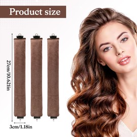 Pack of 3 Heatless Curls Band, Overnight Curls with Hooks, Overnight Blowout Curls Without Heat for All Hair Types (Brown, Extra Large)