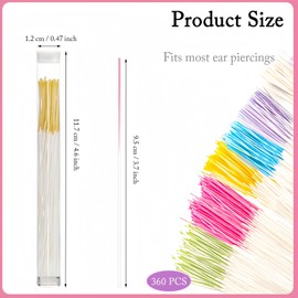 360 Pcs Ear Hole Cleaner Piercing Floss, 6 Colors Earring Hole Cleaner Disposable Aftercare Tool for Girls Women Men