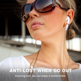 Anti-Lost Neck Strap for Airpods, Strong Magnetic Necklace Holder String, Sports Lanyard for Headphone Compatible with AirPods 1&2/ Pro /3rd /Pro 2 O Gold