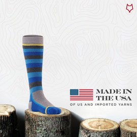 Fox River Unisex-Youth Big Kids Day Medium-Weight Ski Snow Over-The-Calf Socks (2 Pair Pack), Blue Asst