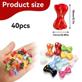 HAIKING Bow Beads, 40 PCS Colorful Acrylic Beads for Jewelry Making, DIY Crafts (18 x 10 mm/0.7 x 0.39 in)