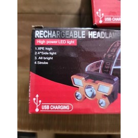 3 USB Headlamp Rechargeable High Power LED Light 4 modes/waterpro