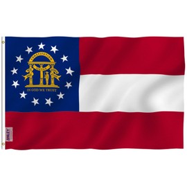 Anley Fly Breeze 3x5 Foot Georgia State Polyester Flag - Vivid Color and Fade Proof - Canvas Header and Double Stitched - State of Georgia GA Flags with Brass Grommets 3 X 5 Ft