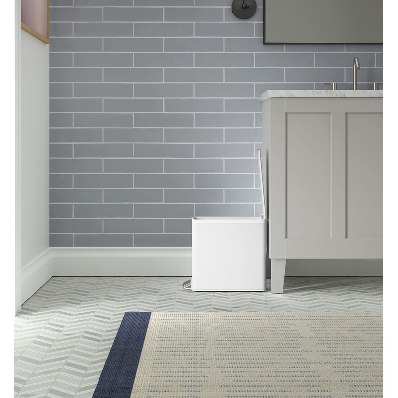 Kohler 20957-STW 2.5 Gallon Slim Step Trash Can, Bathroom Trash