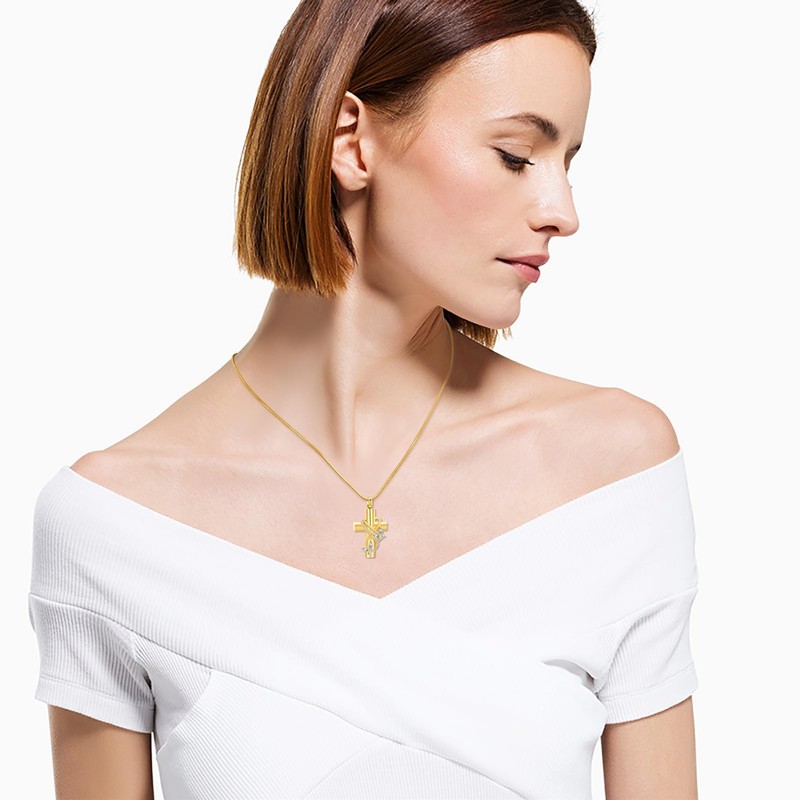 Butterfly Cross Urn Necklace - Cremation Jewelry for Ashes, Men