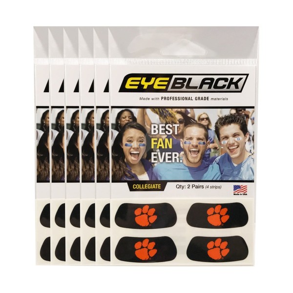 EyeBlack (24 Strips) Clemson Anti Glare Stickers, Great for Fans & Athletes on Game Day