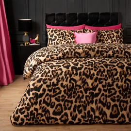 OHS Single Duvet Set Leopard Print, Ultra Soft Cosy Comfy Fabric Luxurious Leopard Print Design Modern Single Duvet Cover with 1 Matching Pillowcase, Natural